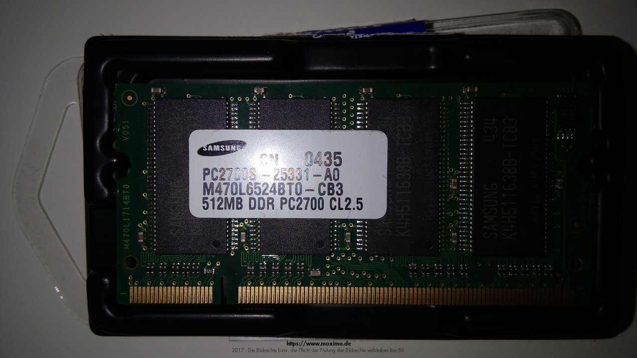 Samsung 512MB DDR PC2700s-25331-A0 (M470L6524BTO-CB3) PC2700 CL2.5 | 5,00 