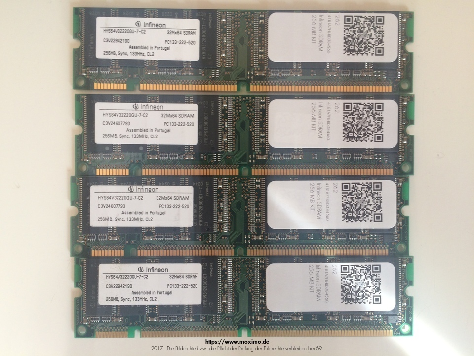 Infineon SDRAM 256 MB 1GB KIT | 12,00 