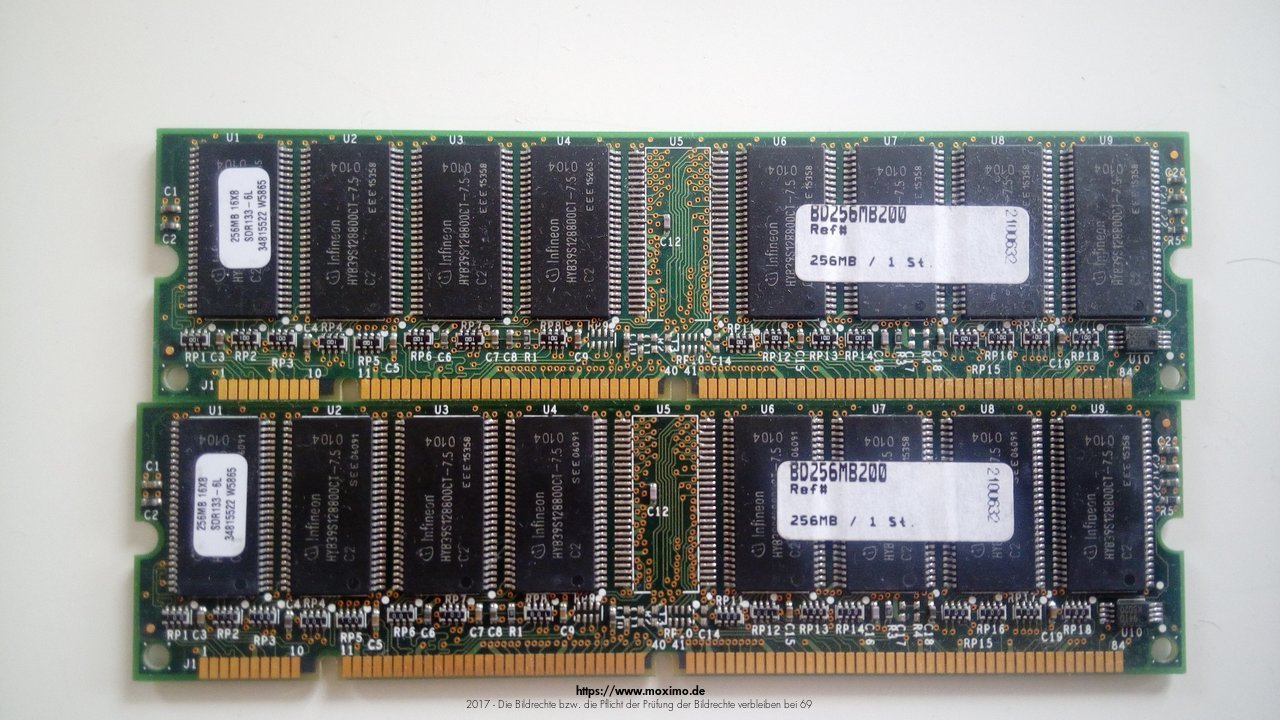 Infineon SDRAM 133-6L 256MB 34815522 W5865 512 MB KIT | 5,00 