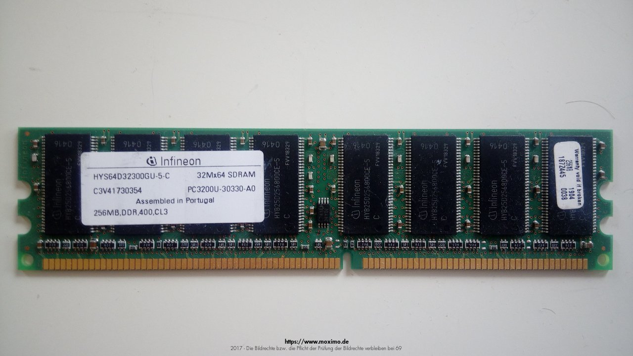 Infineon HYS64D32300GU 256MB DDR 400 CL3 PC3200U-30330-A0 | 5,00 