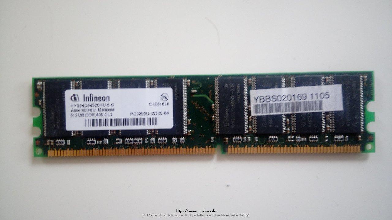 Infineon HYS64D64320HU-5-C PC3200U-30330-B0 512MB DDR 400 CL3 | 5,00 