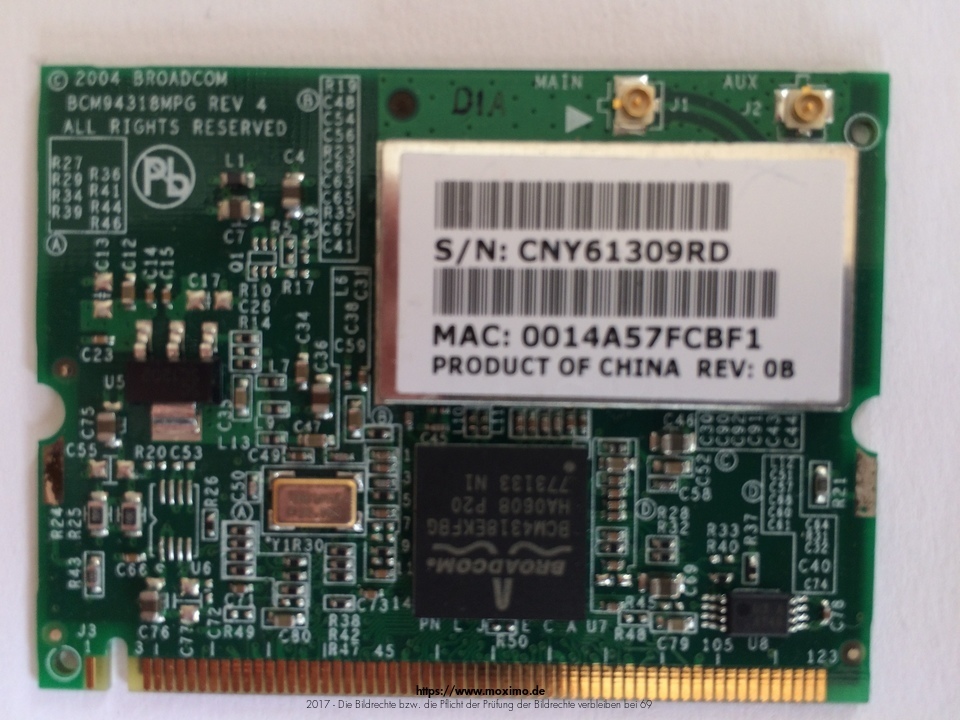 Broadcom 54g MaxPerformance 802.11g - BCM94318MPG-Mini-PCI-Internal | 4,40 