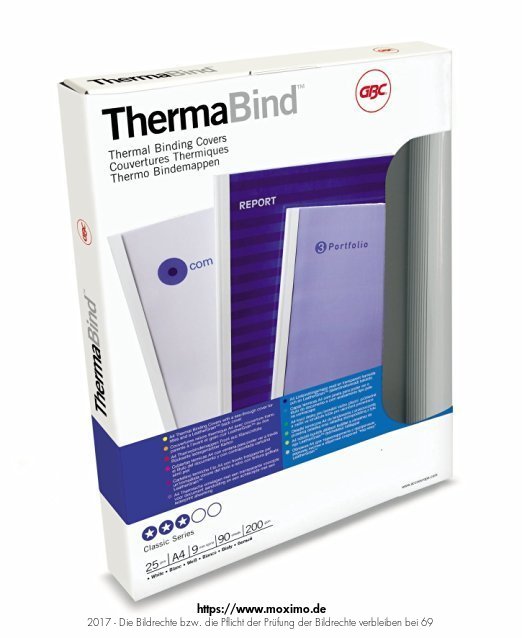GBC 45445 + Thermobindemappe, Klarsichtfolie/Hochglanzkarton, 1.5 mm, 25 Stück
