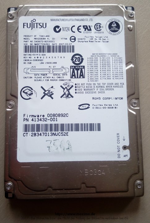 Fujitsu MHV2080BH 2,5" HDD